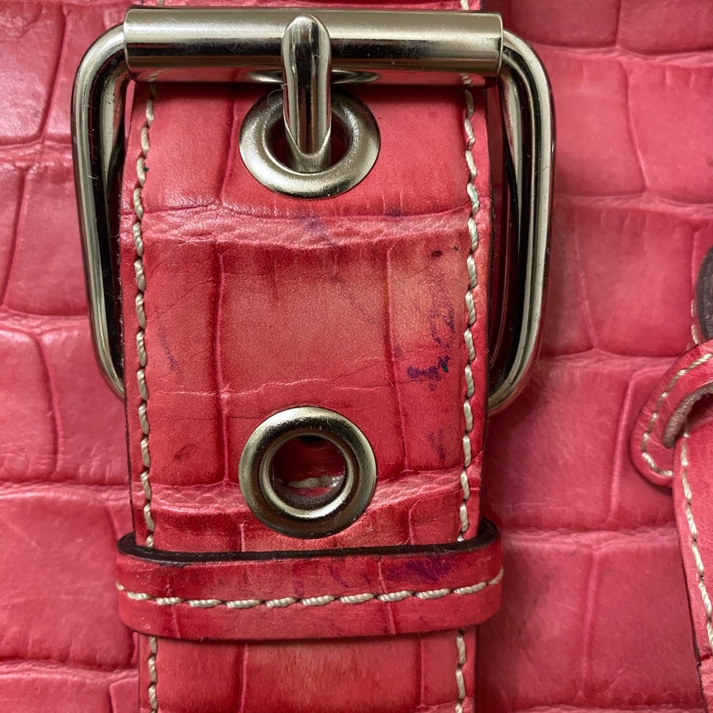 Dooney & Bourke Pink Croc Leather Shoulder Handbag - Picture 3 of 9